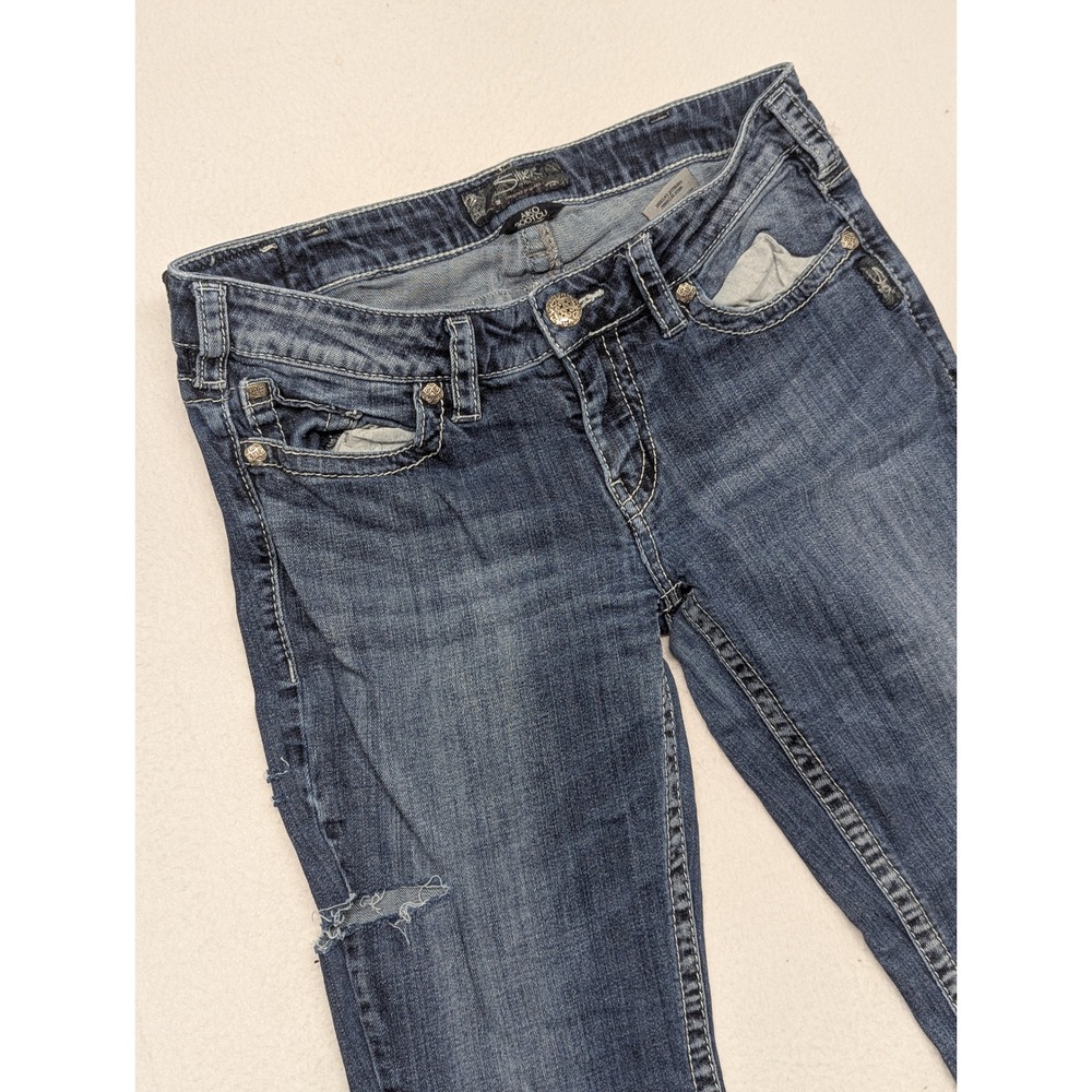 Silver Jeans Co Aiko Bootcut  Medium Wash Distressed Denim L993BSDA325 Flaw